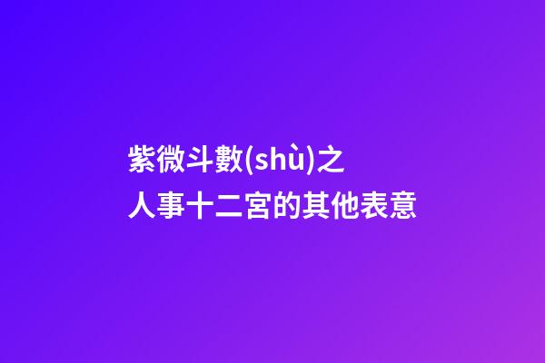 紫微斗數(shù)之人事十二宮的其他表意