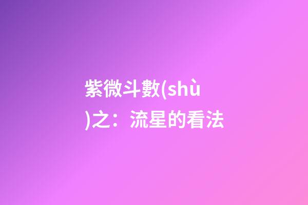 紫微斗數(shù)之：流星的看法