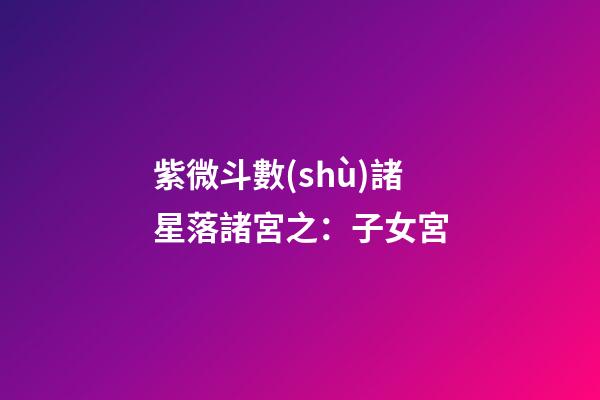 紫微斗數(shù)諸星落諸宮之：子女宮