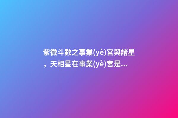 紫微斗數之事業(yè)宮與諸星，天相星在事業(yè)宮是什么意思？
