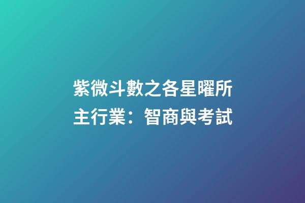 紫微斗數之各星曜所主行業：智商與考試