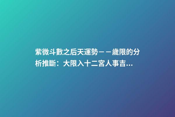紫微斗數之后天運勢－－歲限的分析推斷：大限入十二宮人事吉兇簡