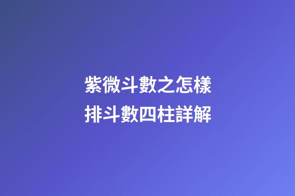 紫微斗數之怎樣排斗數四柱詳解