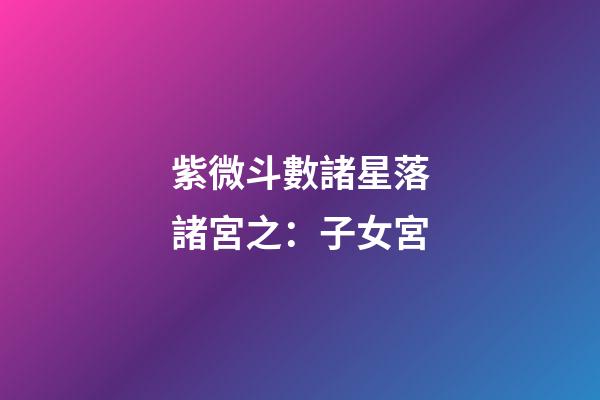 紫微斗數諸星落諸宮之：子女宮