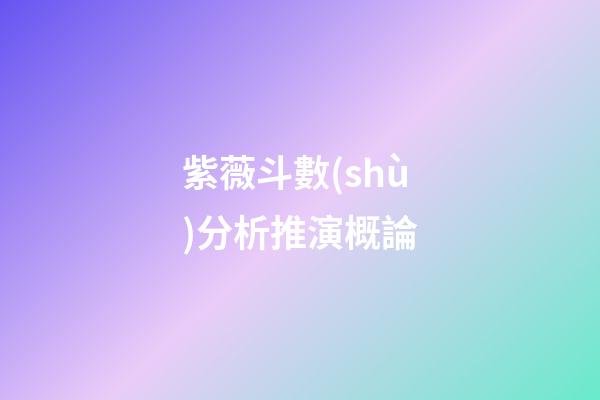 紫薇斗數(shù)分析推演概論