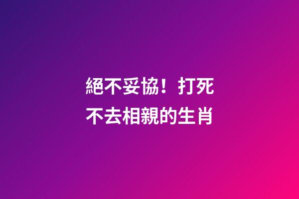 絕不妥協！打死不去相親的生肖