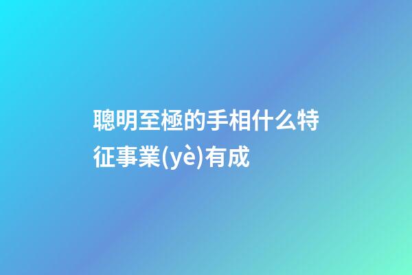聰明至極的手相什么特征事業(yè)有成