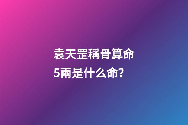 袁天罡稱骨算命5兩是什么命？