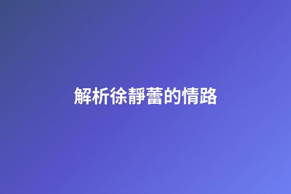 解析徐靜蕾的情路