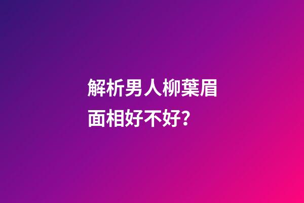 解析男人柳葉眉面相好不好？