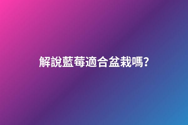 解說藍莓適合盆栽嗎？