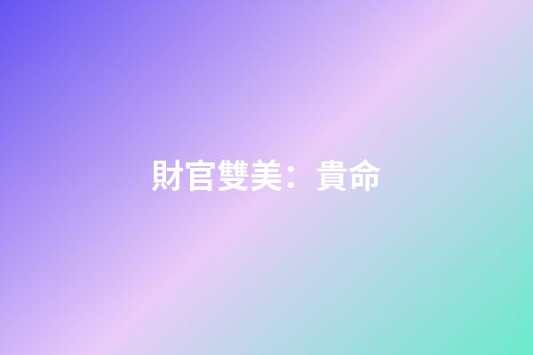 財官雙美：貴命