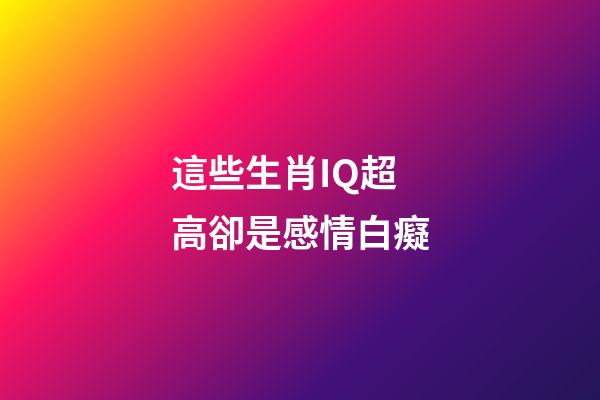 這些生肖IQ超高卻是感情白癡