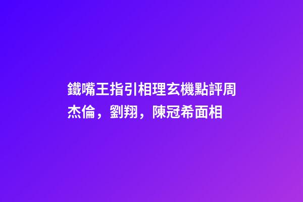 鐵嘴王指引相理玄機點評周杰倫，劉翔，陳冠希面相