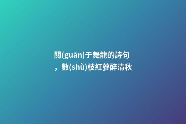 關(guān)于舞龍的詩句，數(shù)枝紅蓼醉清秋-第1張-觀點(diǎn)-玄機(jī)派
