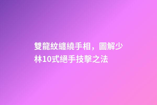 雙龍紋纏繞手相，圖解少林10式絕手技擊之法-第1張-觀點-玄機派
