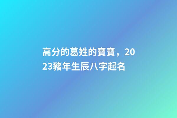 高分的葛姓的寶寶，2023豬年生辰八字起名