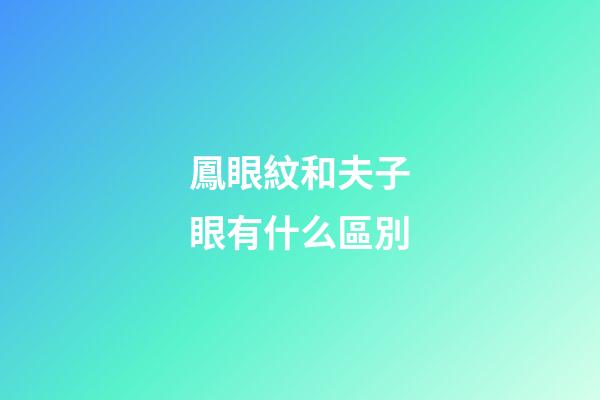 鳳眼紋和夫子眼有什么區別