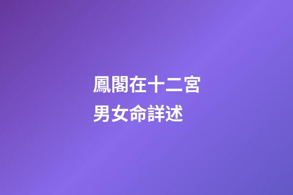 鳳閣在十二宮男女命詳述