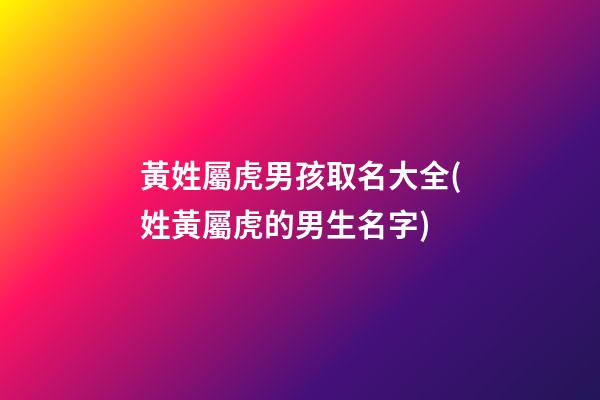 黃姓屬虎男孩取名大全(姓黃屬虎的男生名字)